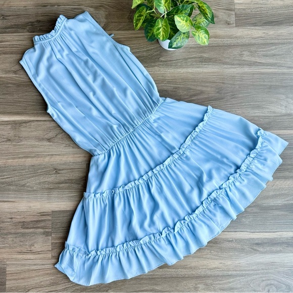 Boutique Brand - Sleeveless Tiered Ruffle Baby Blue Dress Size S - Picture 10 of 11